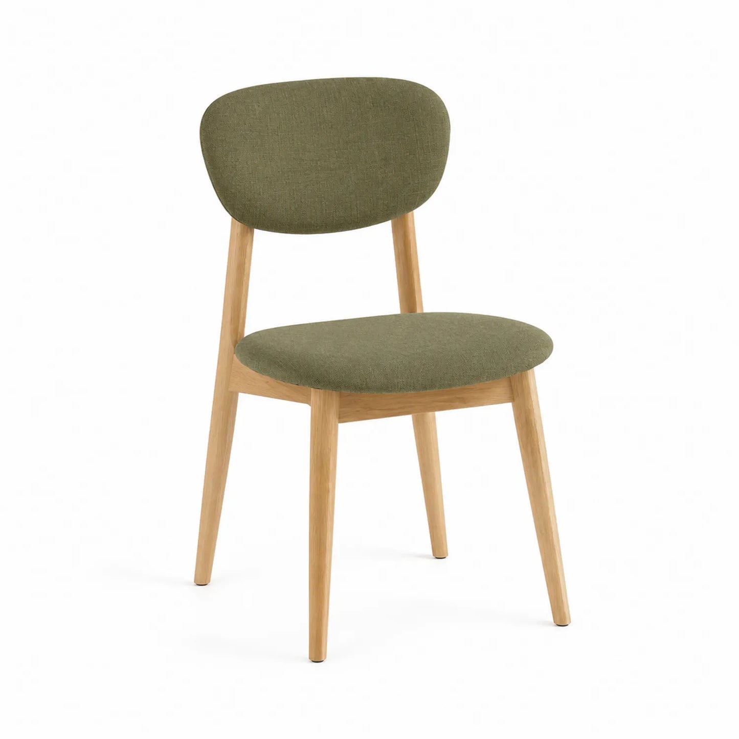 Chaise de salle à manger en tissu vert et bois de chêne