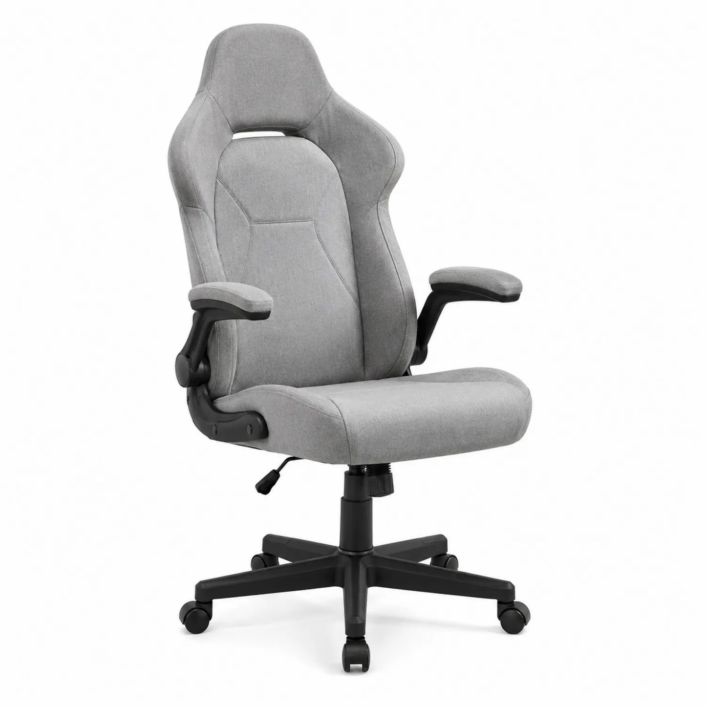 Chaise de bureau en tissu gris avec base pivotante