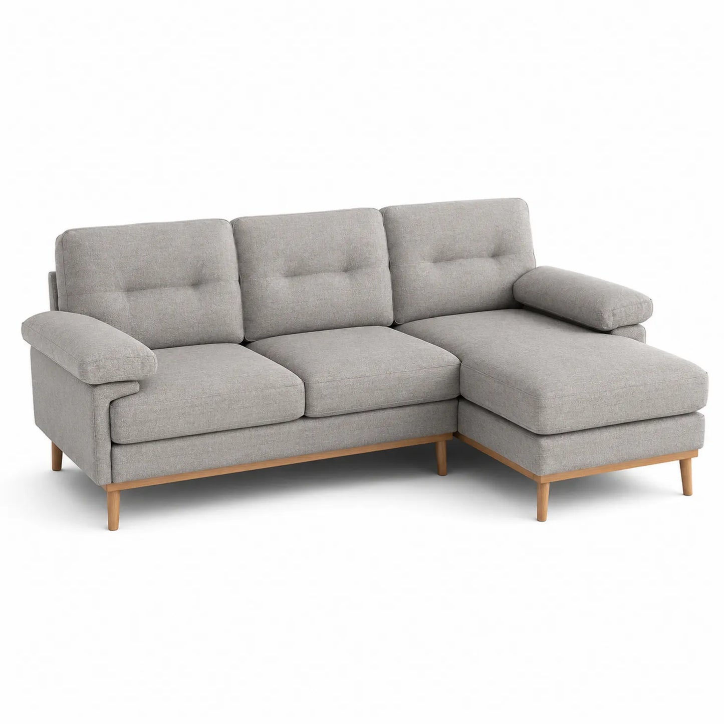 Canapé d'angle en tissu avec pieds en bois