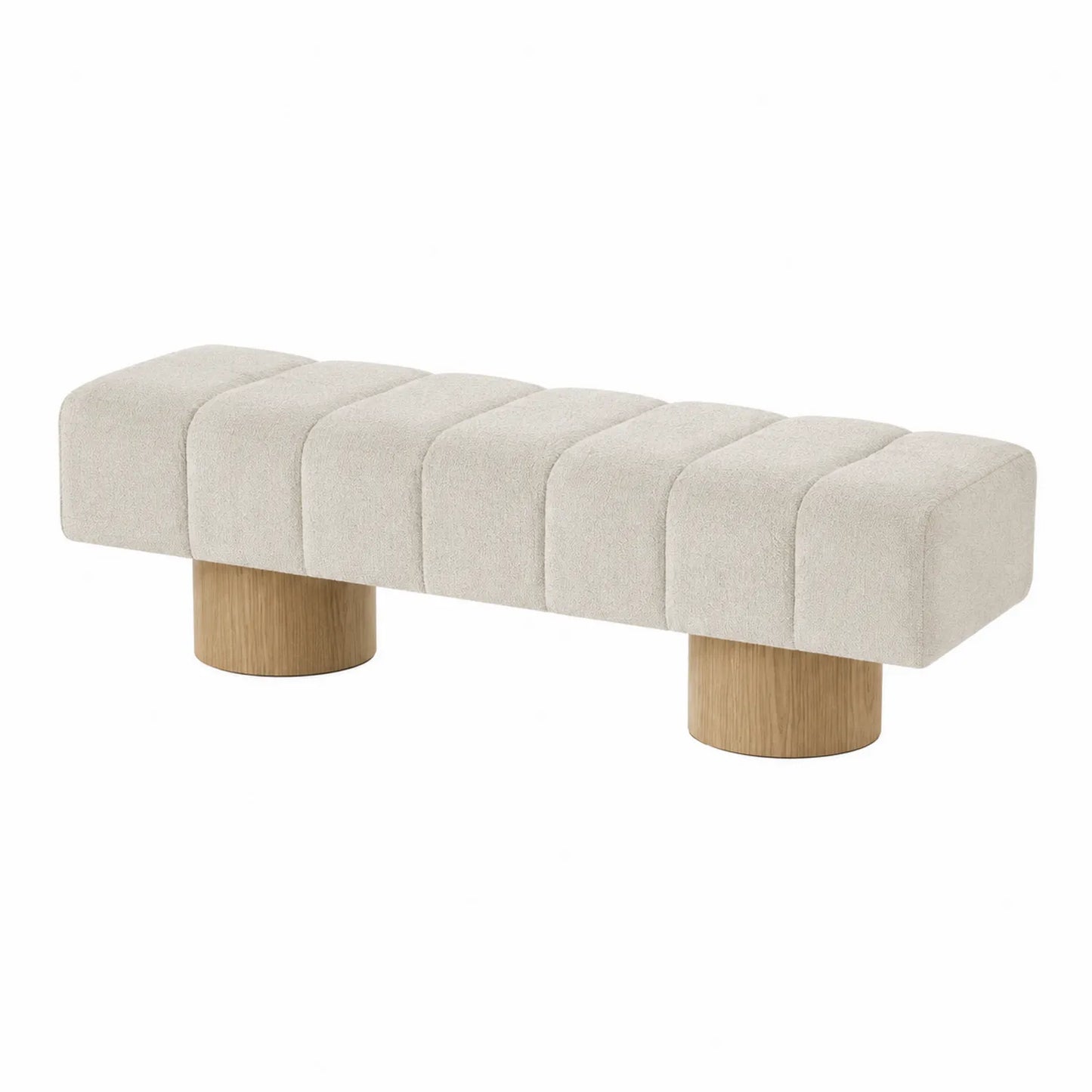 Banc en bois avec revêtement en tissu polyester beige