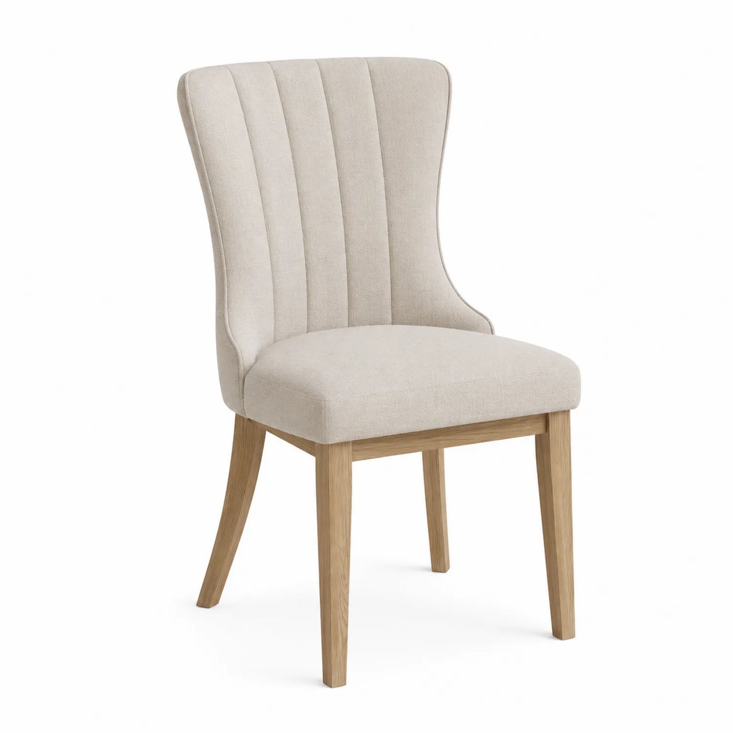Chaise en bois et tissu polyester beige 46x55x95cm
