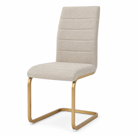 Chaise de salle à manger en tissu gris clair avec structure en acier