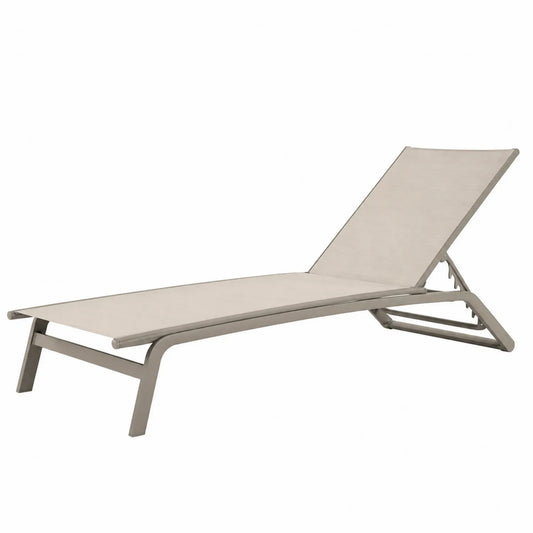 Chaise longue en aluminium avec tissu beige 200x65x35cm