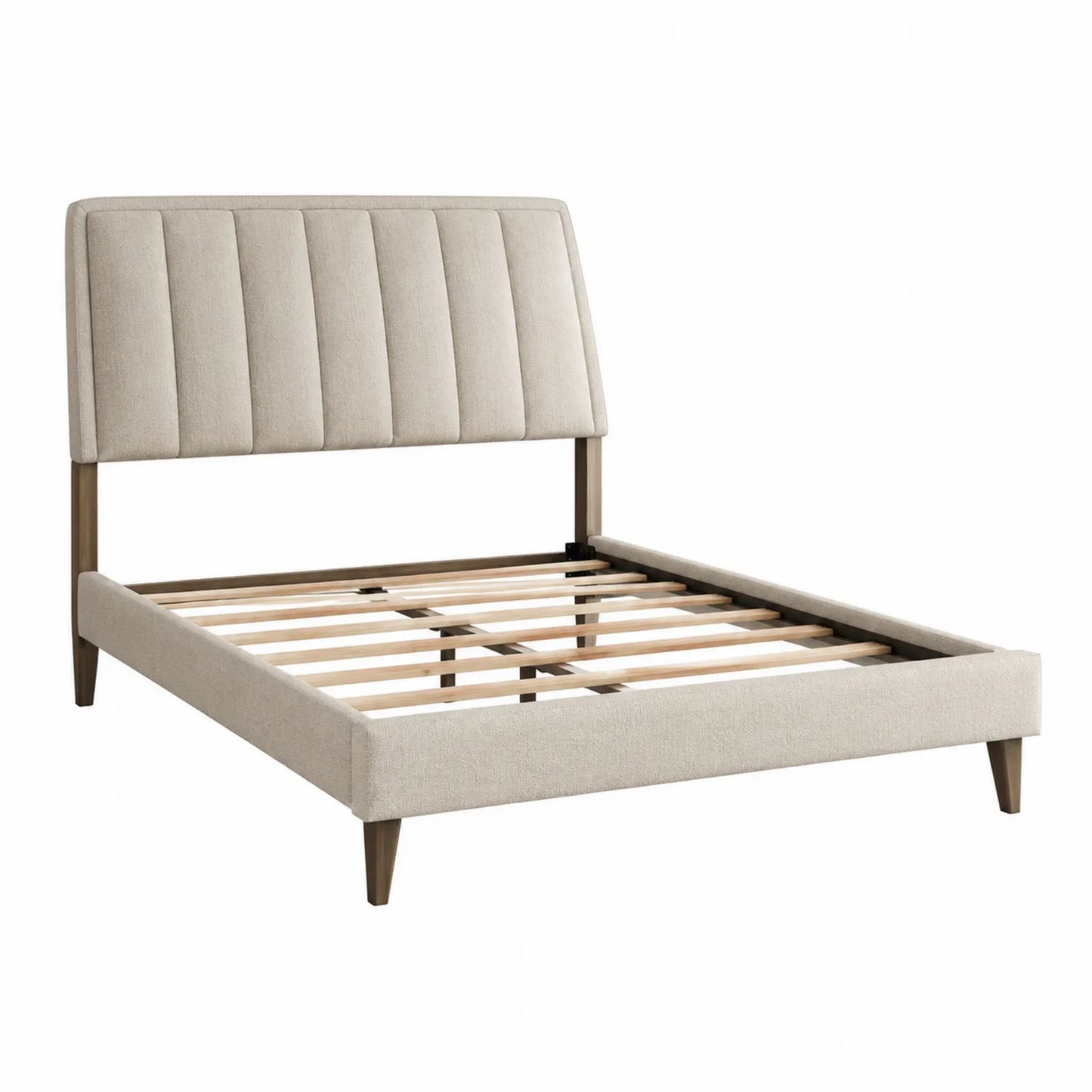 Lit en tissu avec structure en bois et lattes 200x140 cm