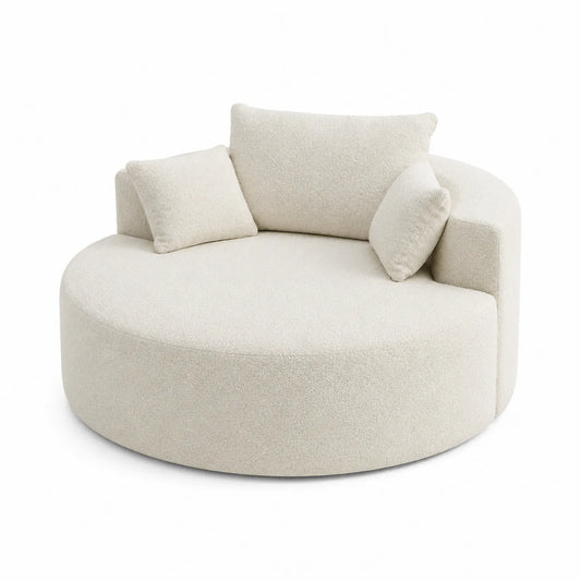 Canapé rond en tissu bouclé Beige