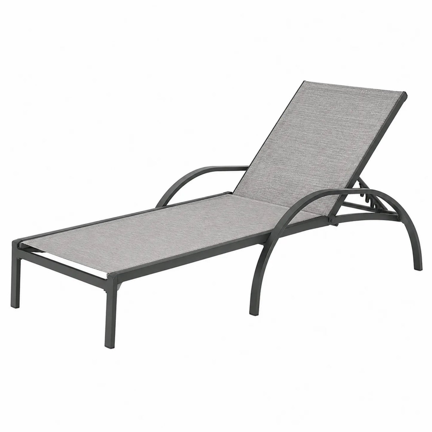 Chaise Longue Extérieure en Aluminium et Tissu Gris