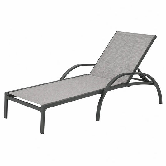 Chaise Longue Extérieure en Aluminium et Tissu Gris